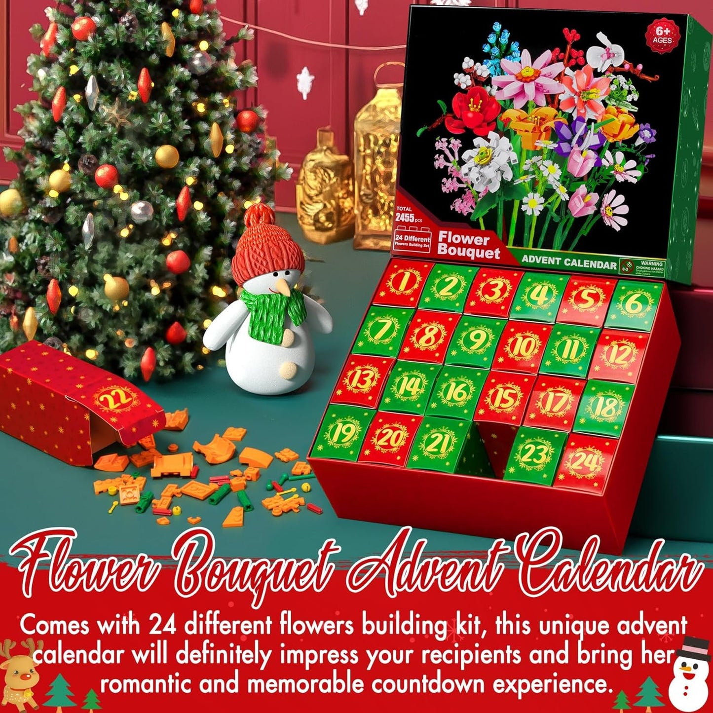 Flower Bouquet Advent Calendar Building Blocks – Christmas Countdown Blind Box