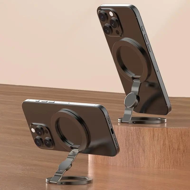 Phone Stand & Fidget Spinner Combo, Dual Magnetic Ring Stand, Foldable, 360° Rotation