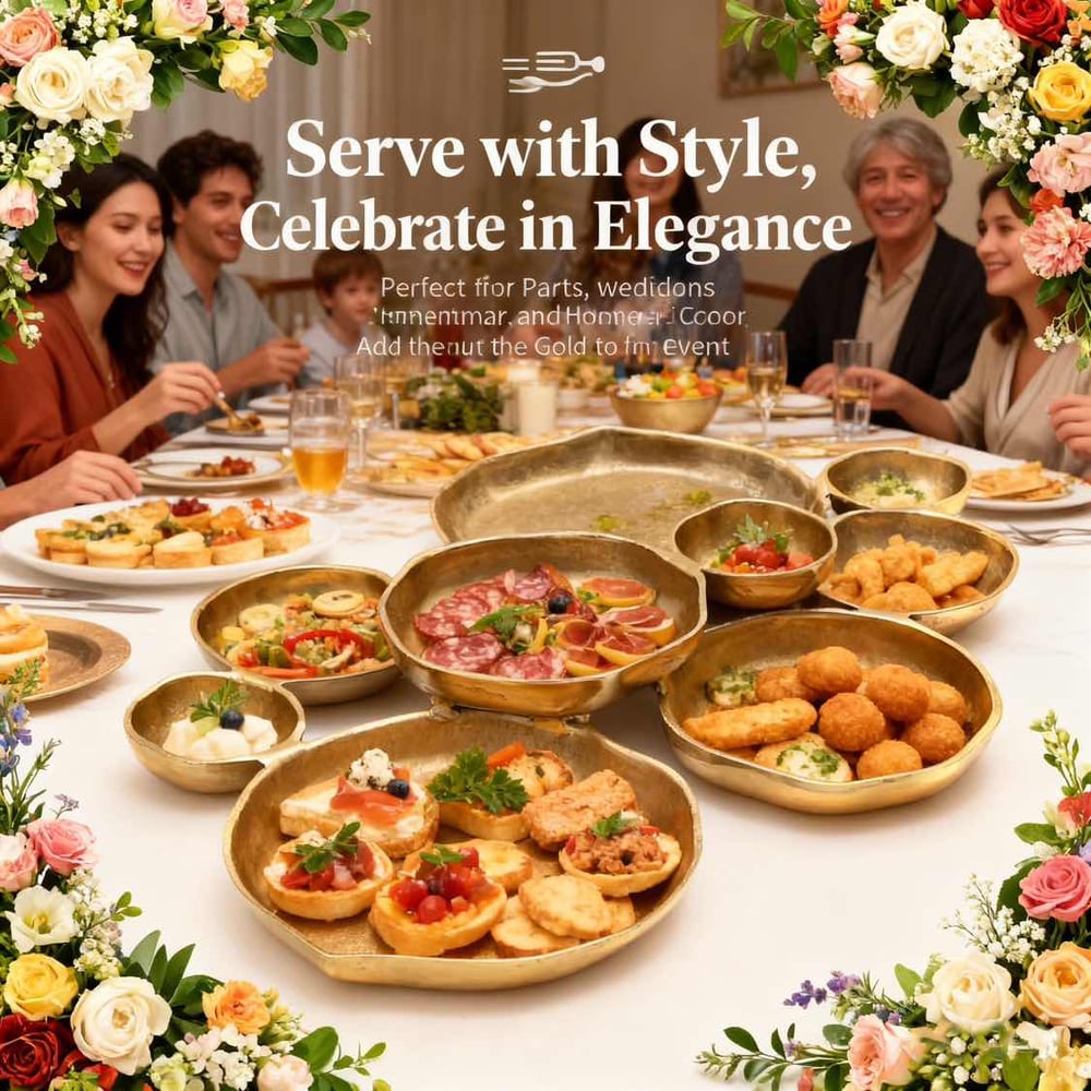 🍽️ Cluster Accent Bowls – Shiny Gold Brass Snack & Appetizer Serving Dish