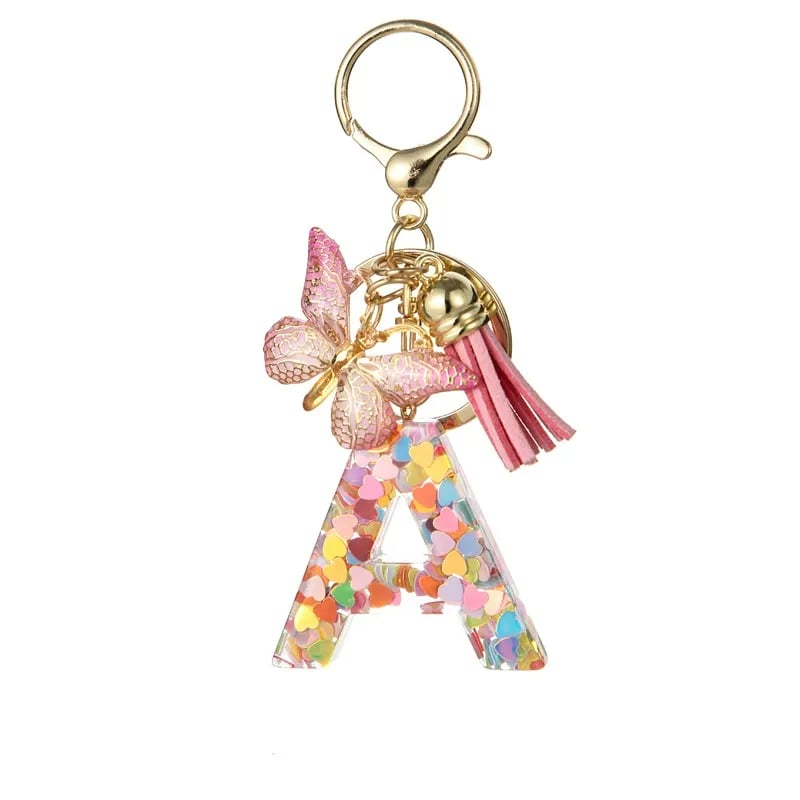 Butterfly Letter Keychain Tassel Design Vibrant Durable Lightweight Gift