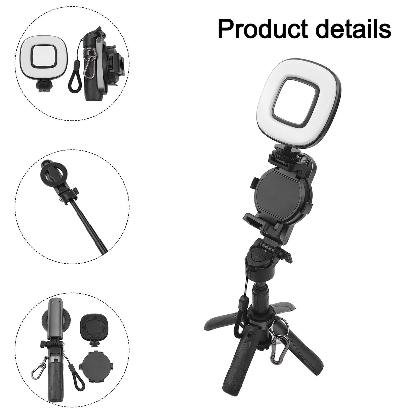 3-in-1Magnetic Selfie-Stick Tripod With Remote Control And Fill Light Portable Wireless Remote Extension Tripod For Mobile Phone