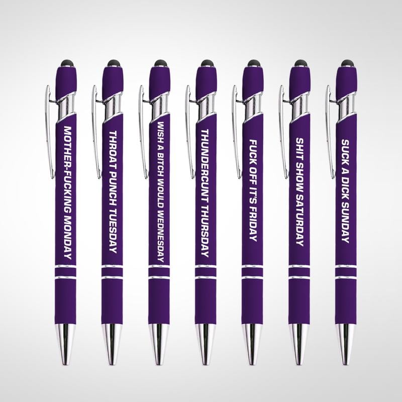 Funny Stress-Relief Daily Quotes Metal Ballpoint Pen Set (7 Pcs) |