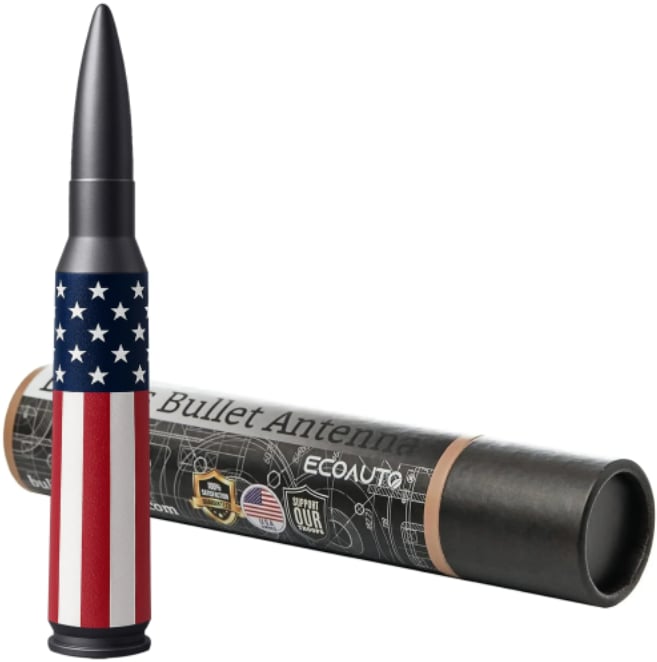 50 Cal Badass Bullet Antenna for Ford Dodge GMC Chevy & Jeep 2007+ Stand Out Upgrade Your Truck Antenna Anti-Theft Design Military-Grade