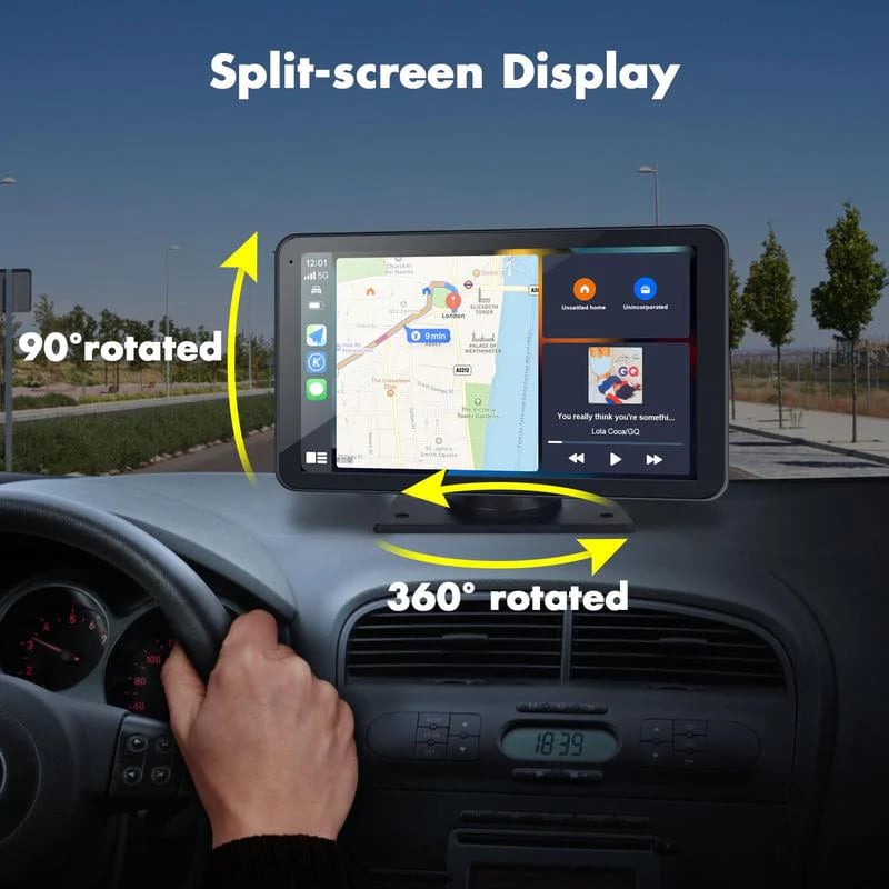 Portable Carplay Screen-Wide-Compatibility Multi-Device Car Infotainment System