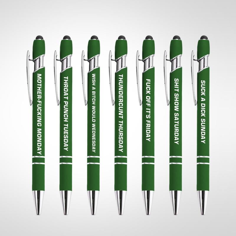 Funny Stress-Relief Daily Quotes Metal Ballpoint Pen Set (7 Pcs) |
