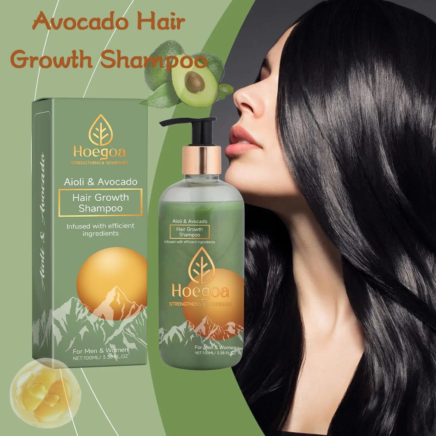 =Avocado Hair Growth Shampoo Strengthen Roots Oil