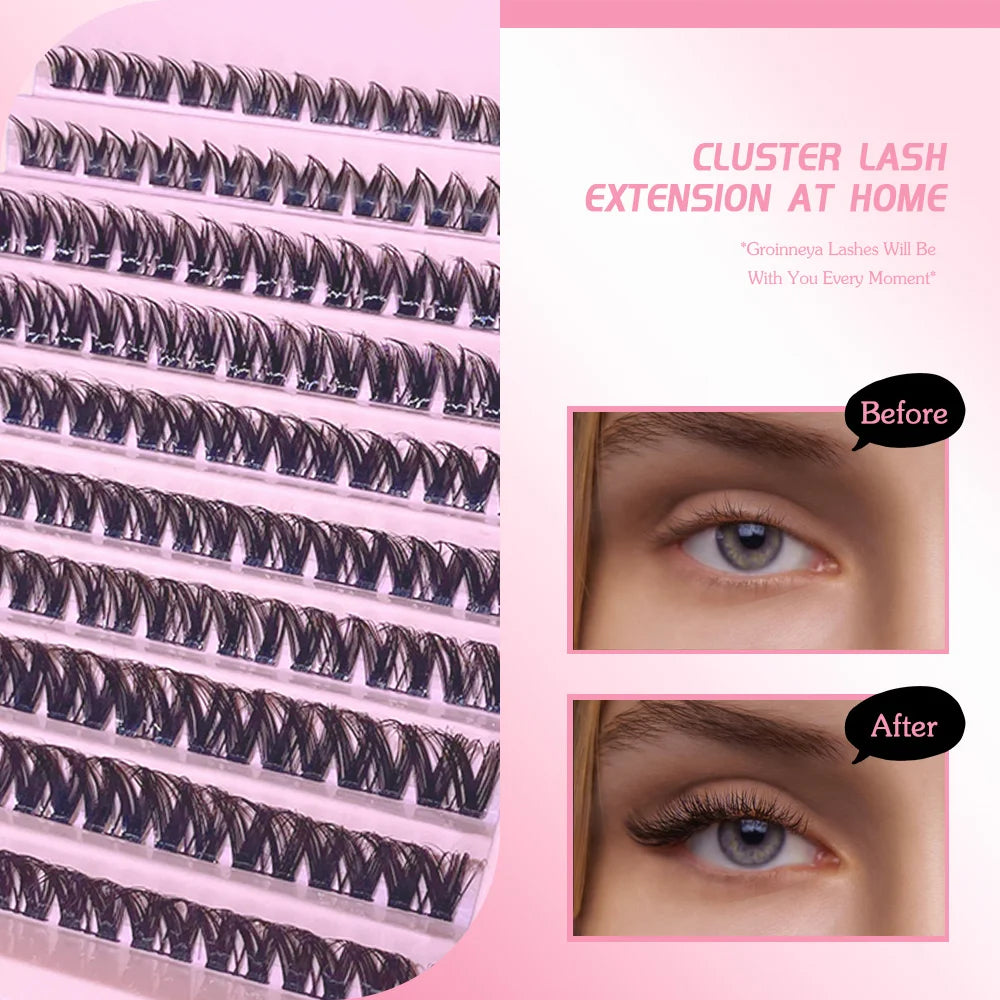 3D Cluster Lashes Kit 190PCS – DIY Lash Extensions with Bond & Seal
