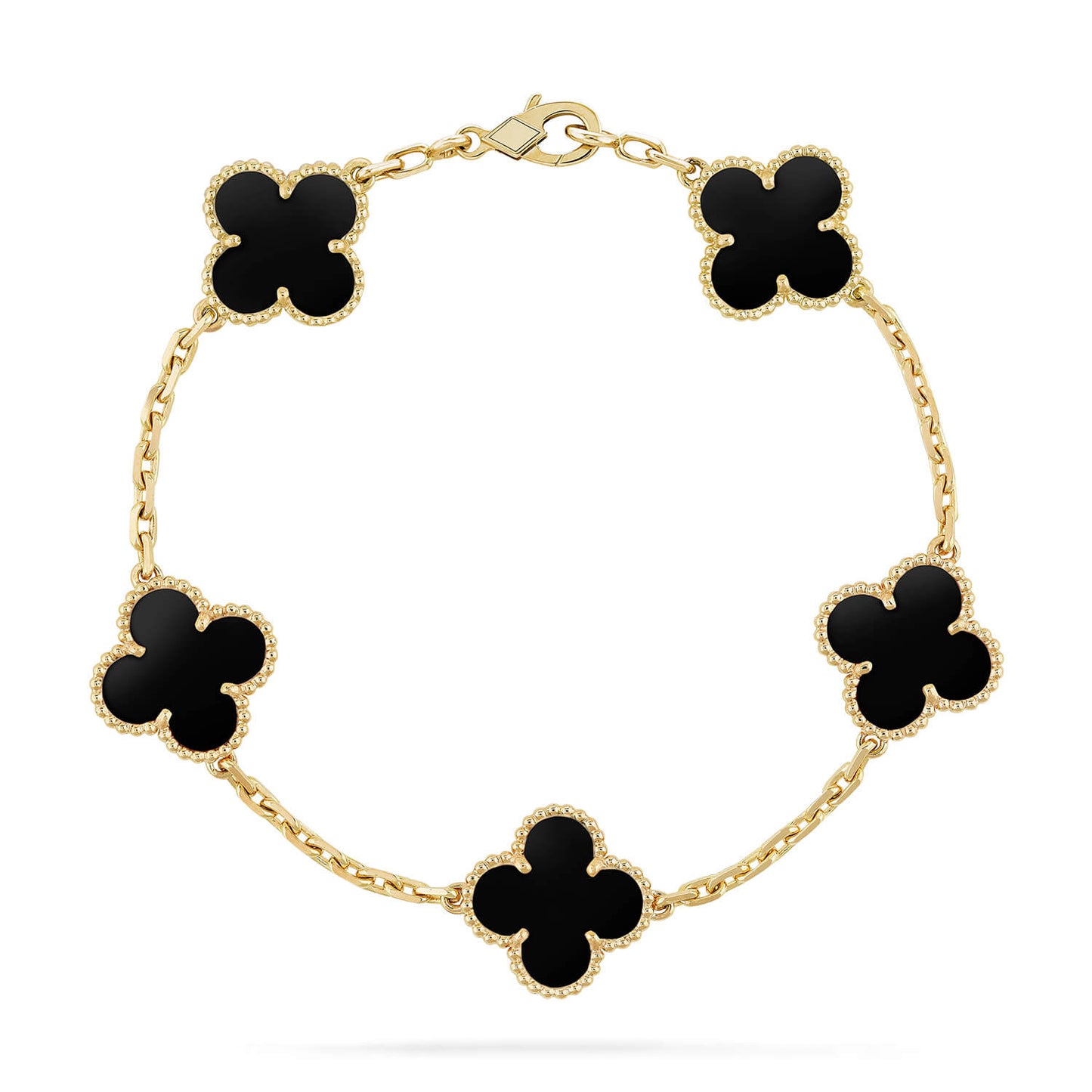 [Plus Jewelry]CLOVER  5 MOTIFS BLACK ONYX BRACELET