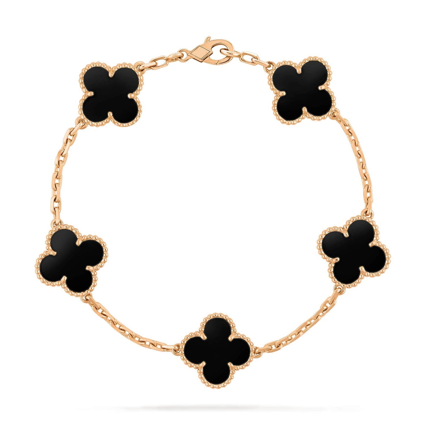 [Plus Jewelry]CLOVER  5 MOTIFS BLACK ONYX BRACELET