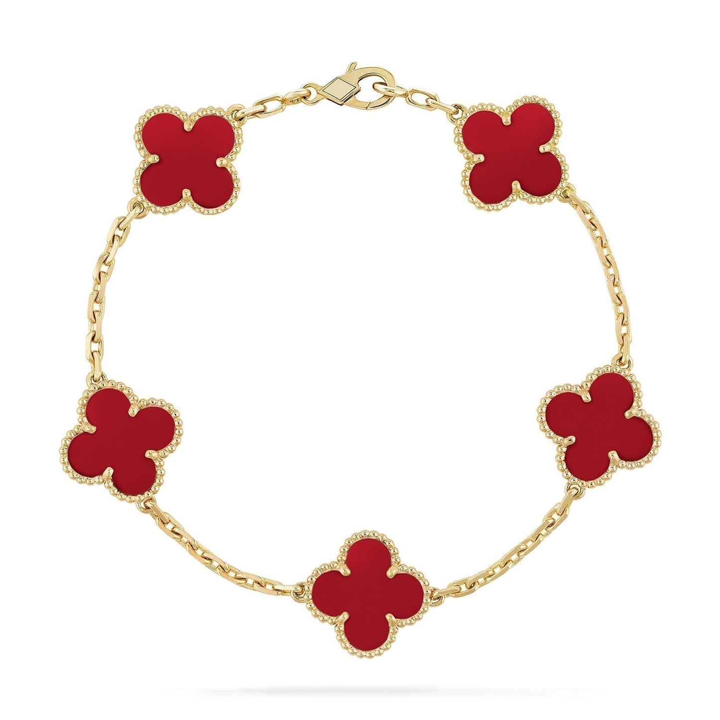 ˇShiny JewelryˇCLOVER 5 MOTIFS RED AGATE  BRACELET