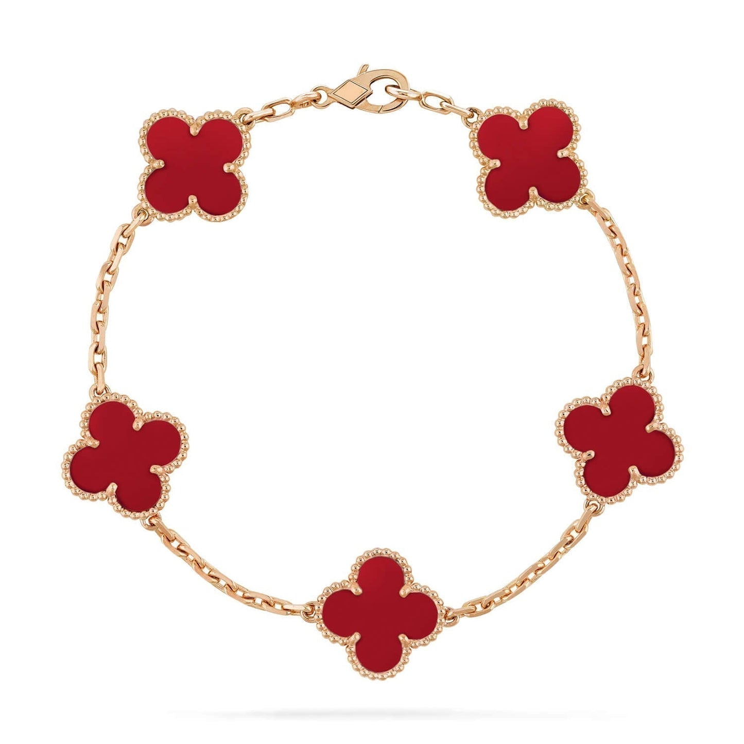 ˇShiny JewelryˇCLOVER 5 MOTIFS RED AGATE  BRACELET