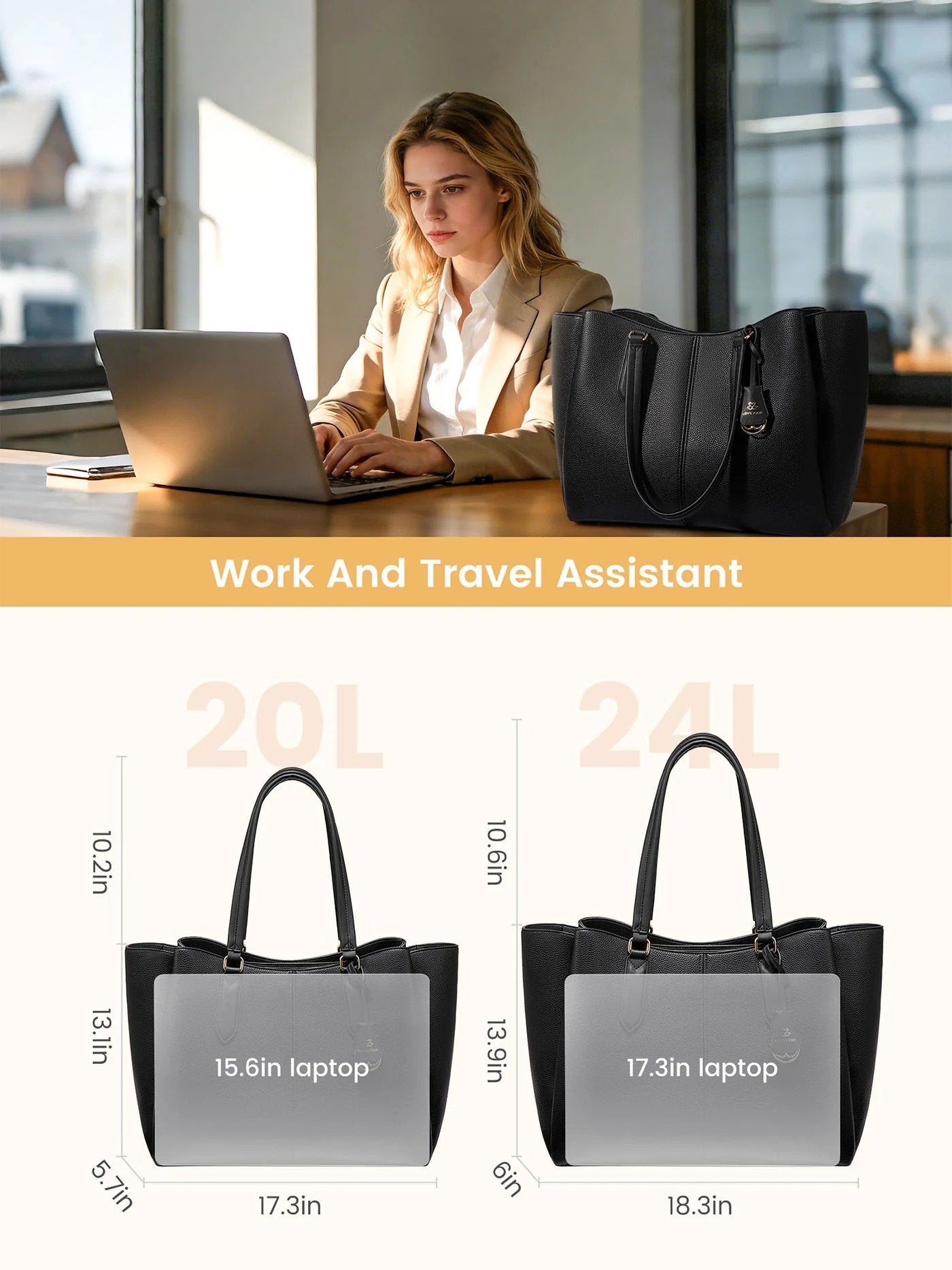 Laptop Tote Bag – Triple Compartments, Fits 15.6" & 17.3"