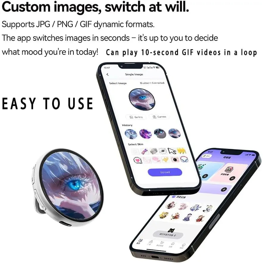 Cool ID 1.8-Inch IPS Screen Digital Badge Pin Electronic Video Photo LOGO Name Tag Magnetic Adsorption Touchscreen Functionality