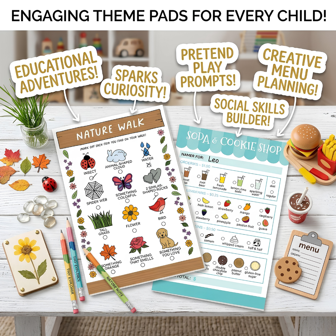 Kids Imaginative Play Notepads 2-Pack – Creative Pretend Play Activity Pads for Children