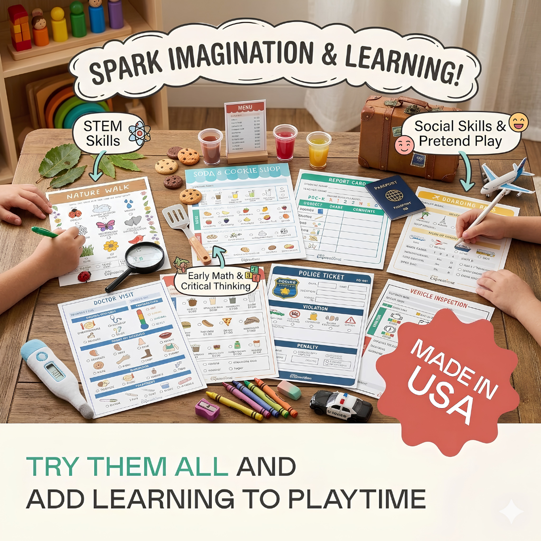 Kids Imaginative Play Notepads 2-Pack – Creative Pretend Play Activity Pads for Children