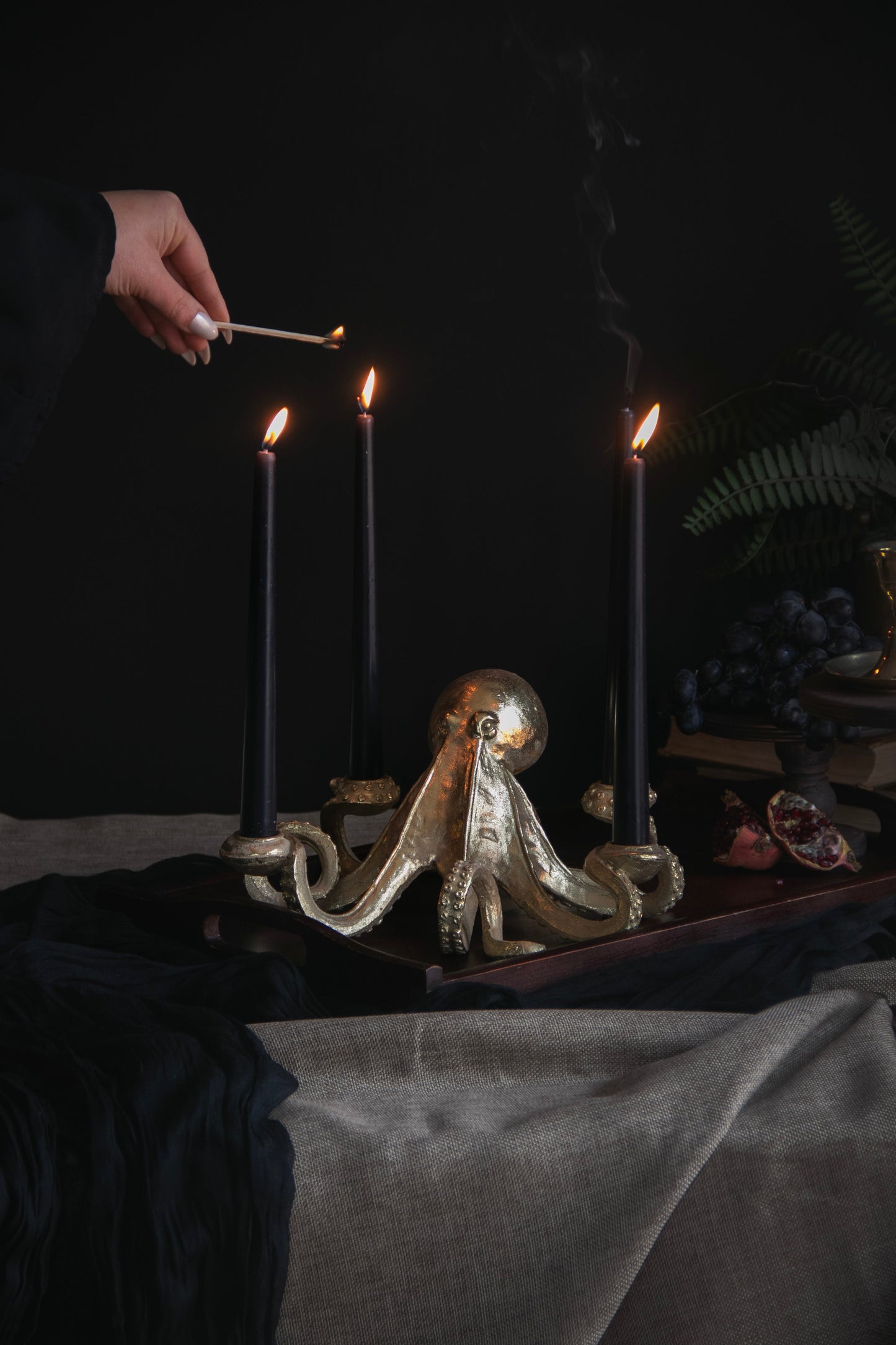 Gold Octopus Candlestick Holder