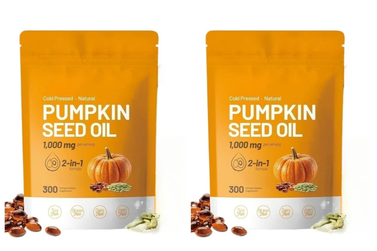Pumpkin Seed Oil Capsules Cold Pressed Pure Virgin Oil Essential Fatty Acids Phytosterols 300 Softgels Supports Hair