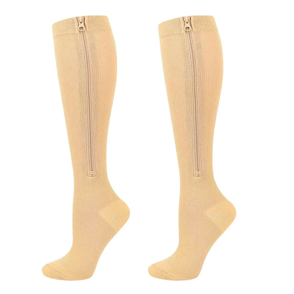 Unisex Open-Toe Compression Socks with Zipper Closure - Oversized High Tube Sports Socks,for Sports, Travel