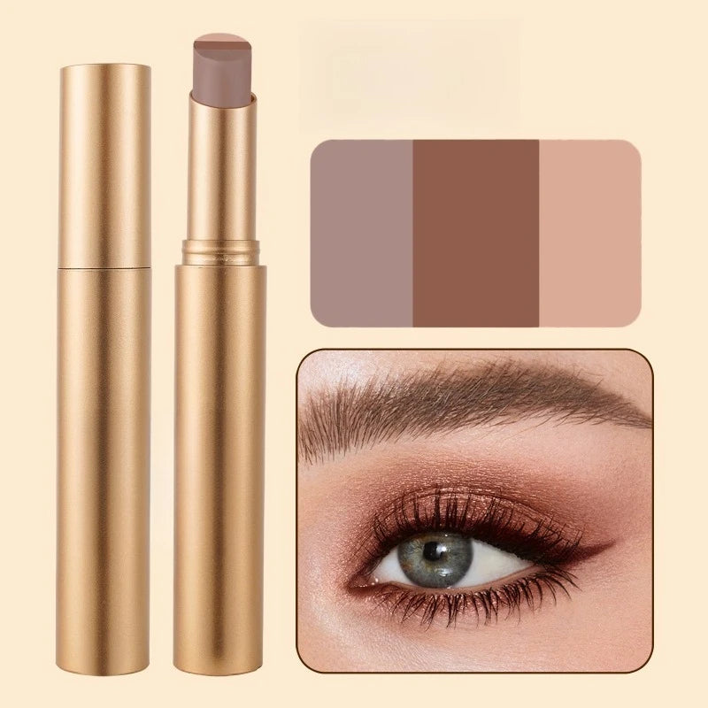 3 Color Matte Pearlescent Eye Shadow Stick Waterproof Durable Gloss Smoked Eye Shadow Stick