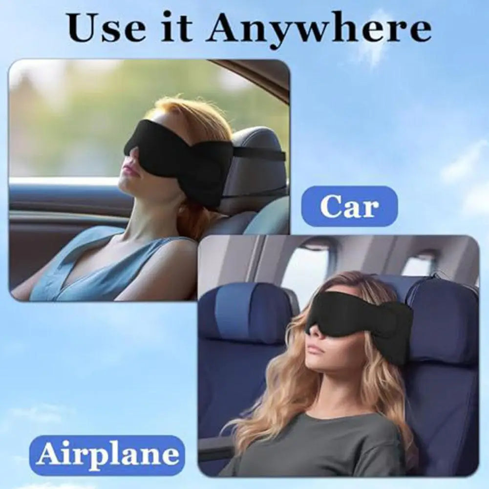 3D Contoured Travel Pillow 100% Blackout Zero Eye Pressure Sleeping Mask  Airplane