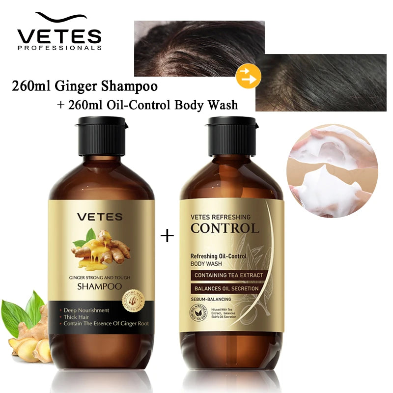 Vetes Shampoo and Shower Gel 260ml Oil-Control Whole Body Cleaning