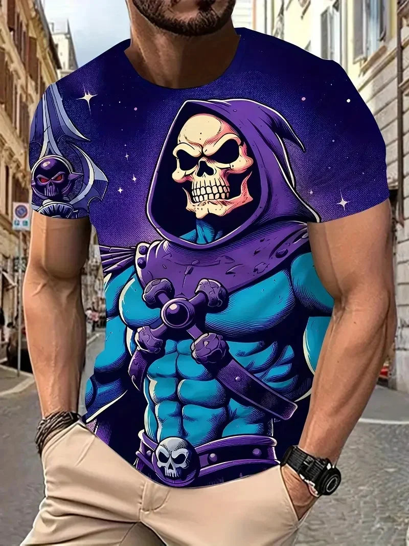 Goth Halloween 3D Printed Men's T Shirt Horror Joker Skull Round Neck Short Sleeved Unisex T-shirt Tops Man Tee