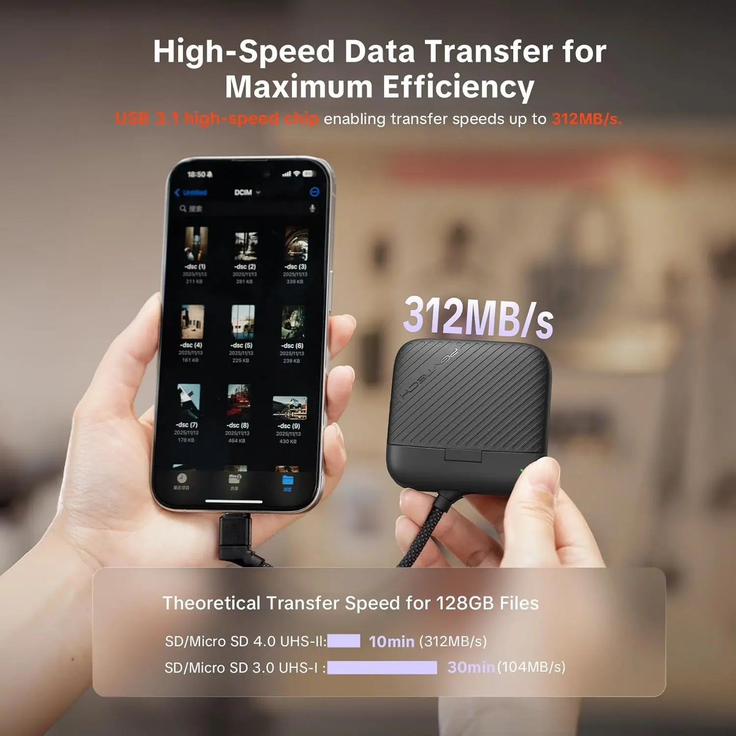 CreateMate Portable Mini Card Reader Case 2 In 1 High Speed SD 4.0 Micro SD Reader With 6 Slots Storage