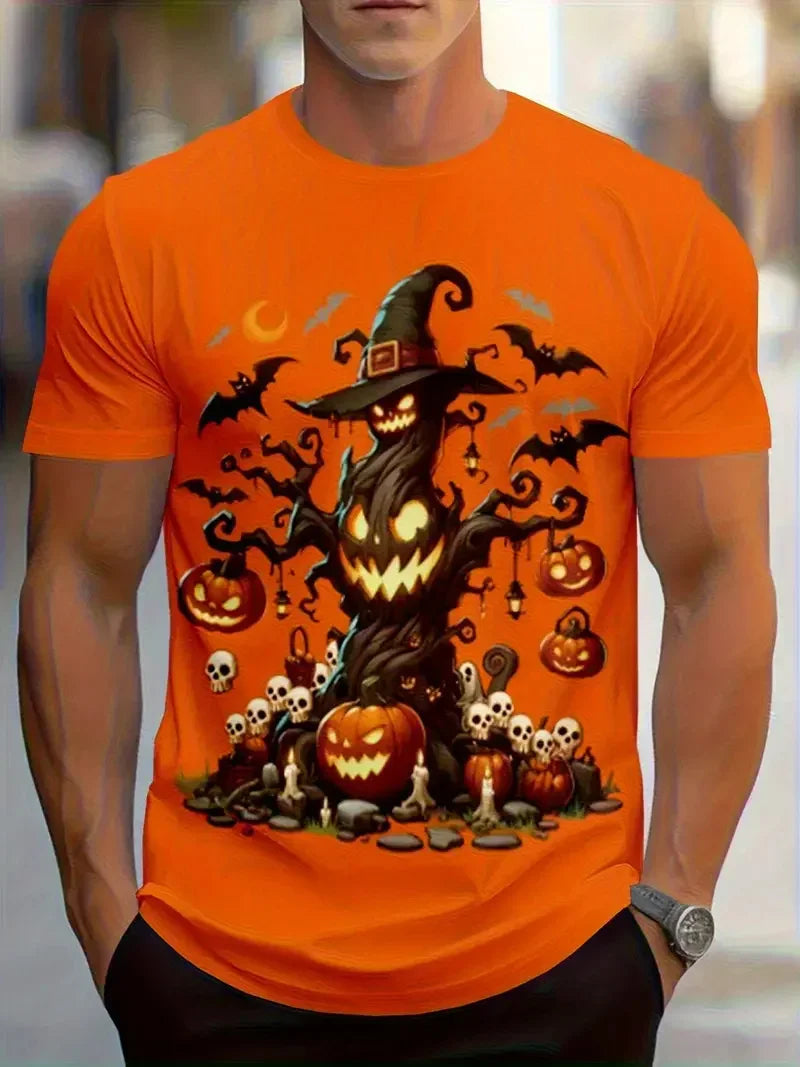 Goth Halloween 3D Printed Men's T Shirt Horror Joker Skull Round Neck Short Sleeved Unisex T-shirt Tops Man Tee