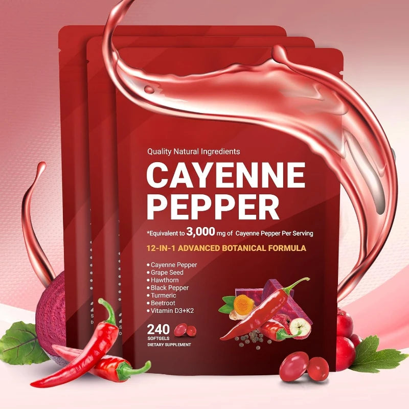 Cayenne Pepper Softgels Supplement with Grape Seed Beetroot Turmeric Vitamins