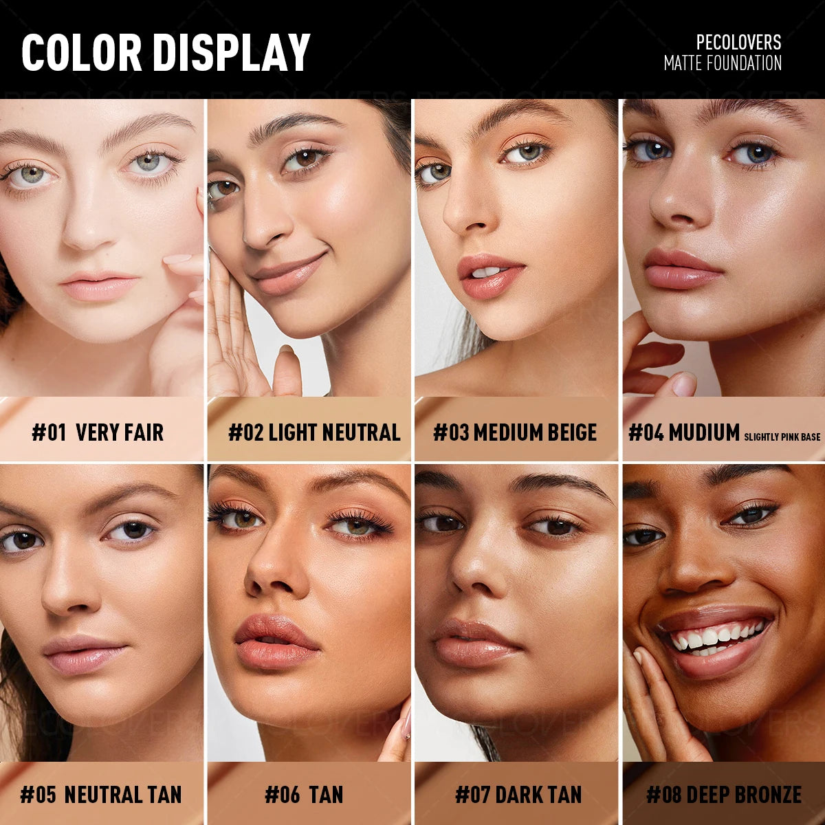 Full Coverage Waterproof Foundation – Oil-Control, Long-Lasting, Multi-Tone Fit