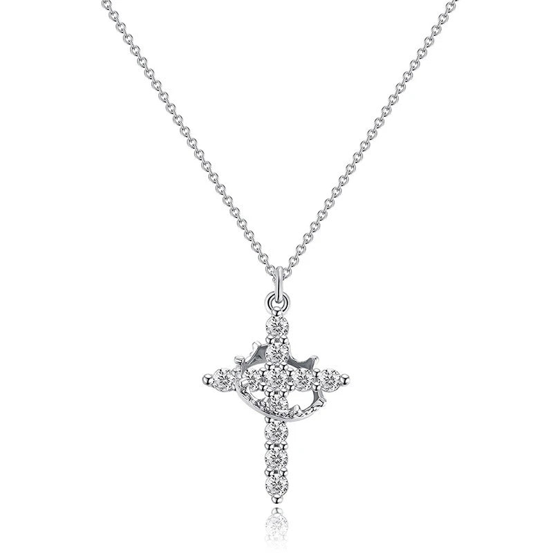 Crown Cross Necklace – Elegant Christian Faith Pendant for Men & Wome