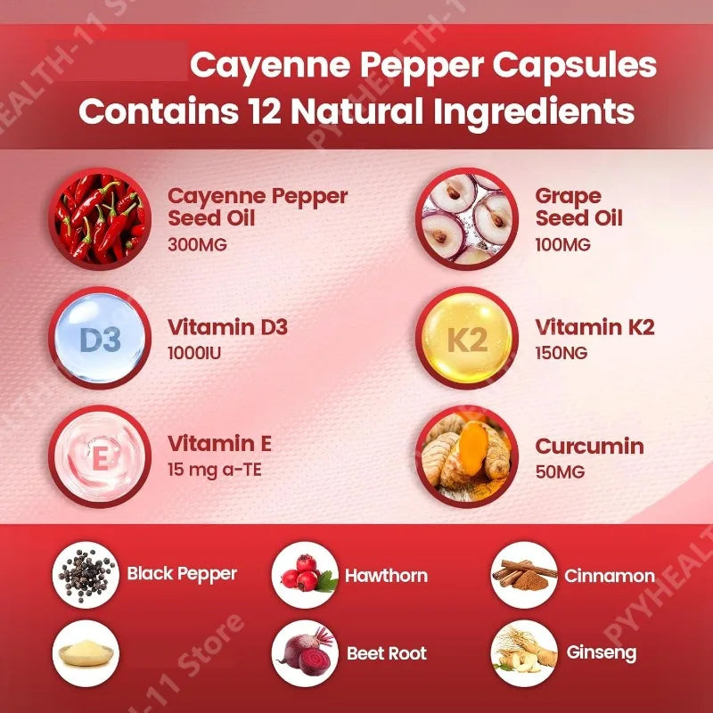 Cayenne Pepper Softgels Supplement with Grape Seed Beetroot Turmeric Vitamins