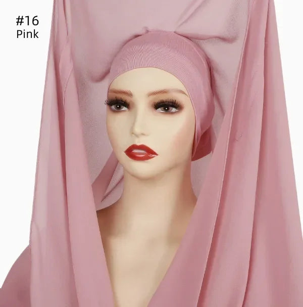 Chiffon Instant Hijab With Bulit-in Magnets Muslim Woman