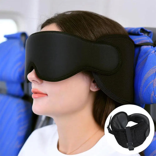 3D Contoured Travel Pillow 100% Blackout Zero Eye Pressure Sleeping Mask  Airplane