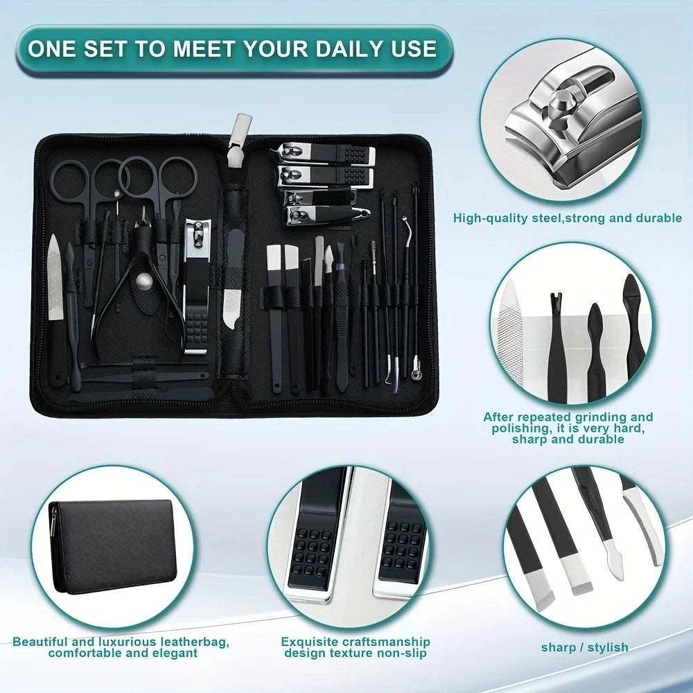 30pcs Manicure Set Portable Stainless Steel Nail Cutter T