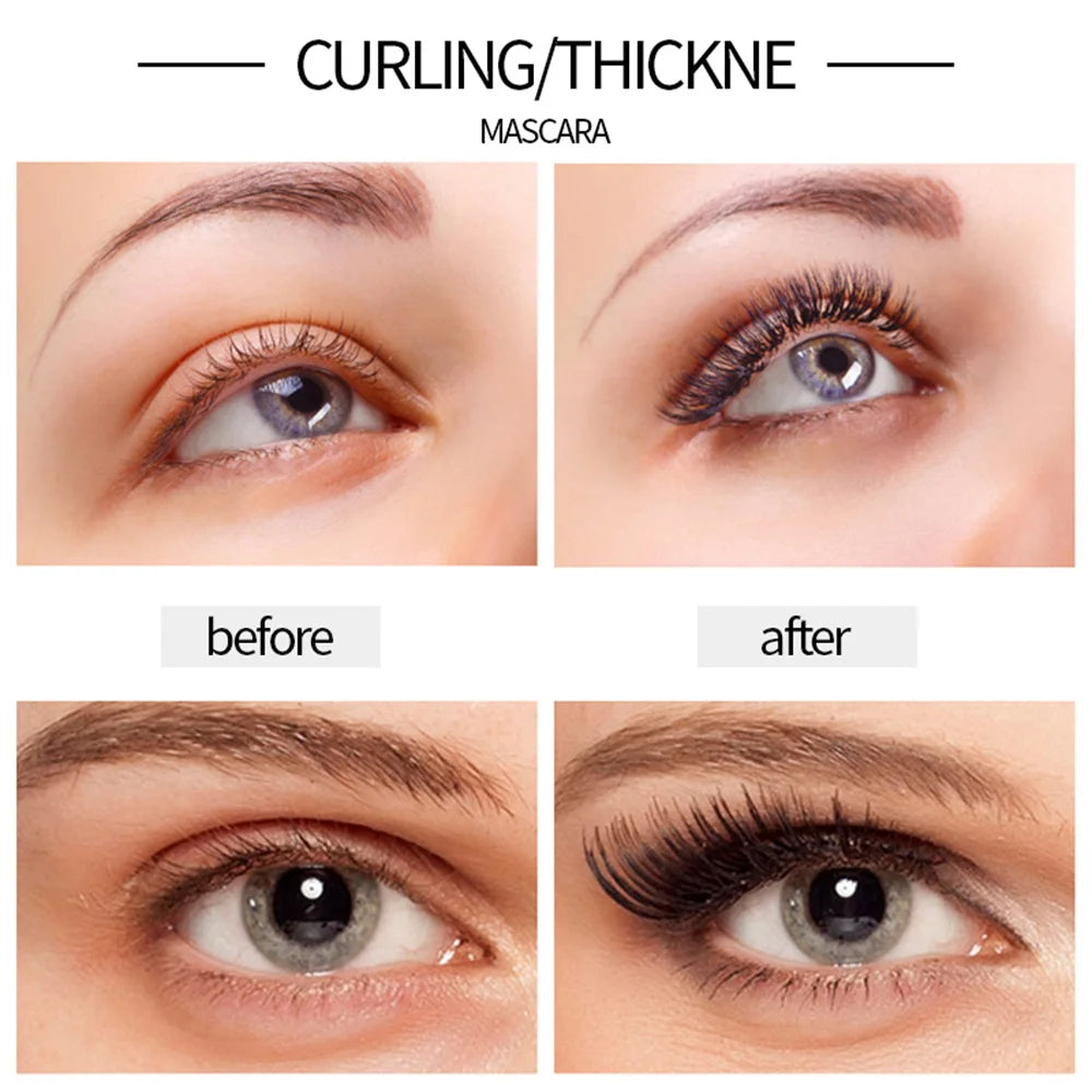 36-Hour Lasting Curling Eyeliner +4D Fiber Mascara Elongate Eyelashes