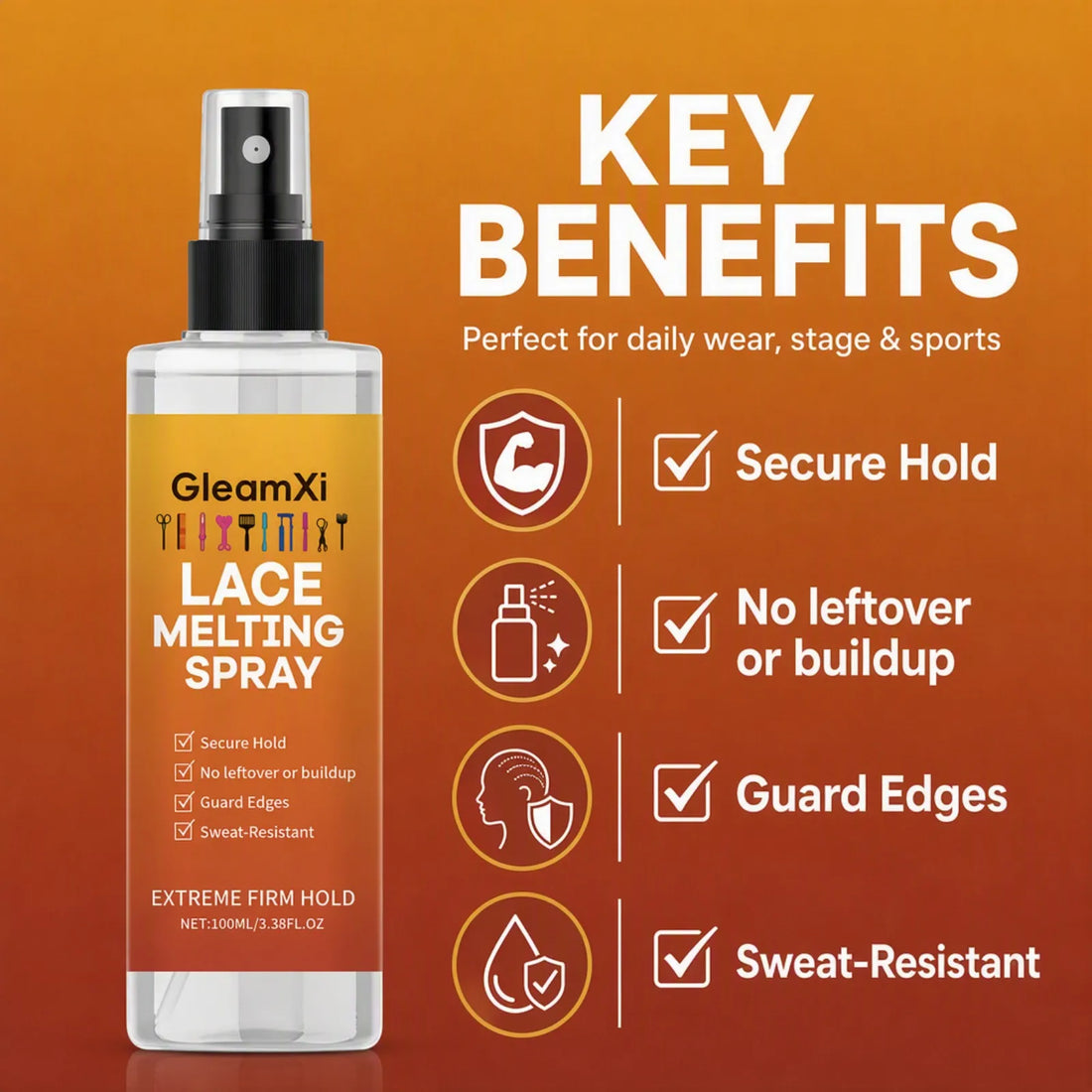 Lace Melting Spray Strong Hold Wig Adhesive Sweat Proof Invisible