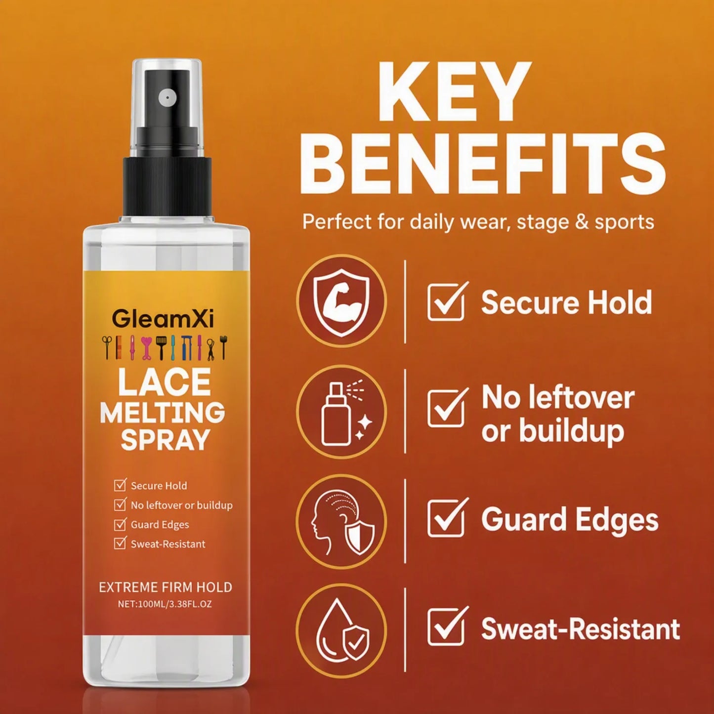 Lace Melting Spray Strong Hold Wig Adhesive Sweat Proof Invisible