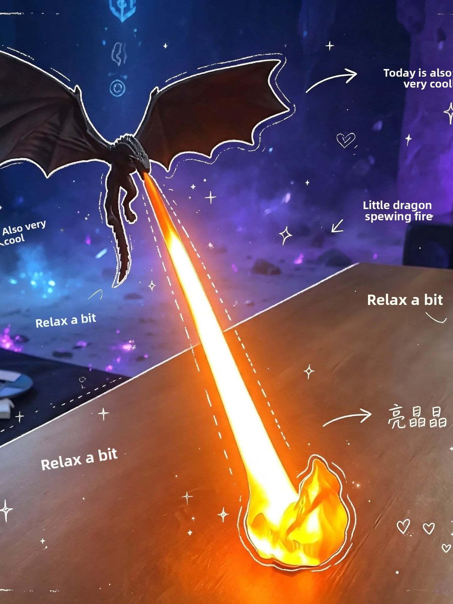 Dragon Breath Black Tech Desktop Decoration Glowing 3D Printed Toy
