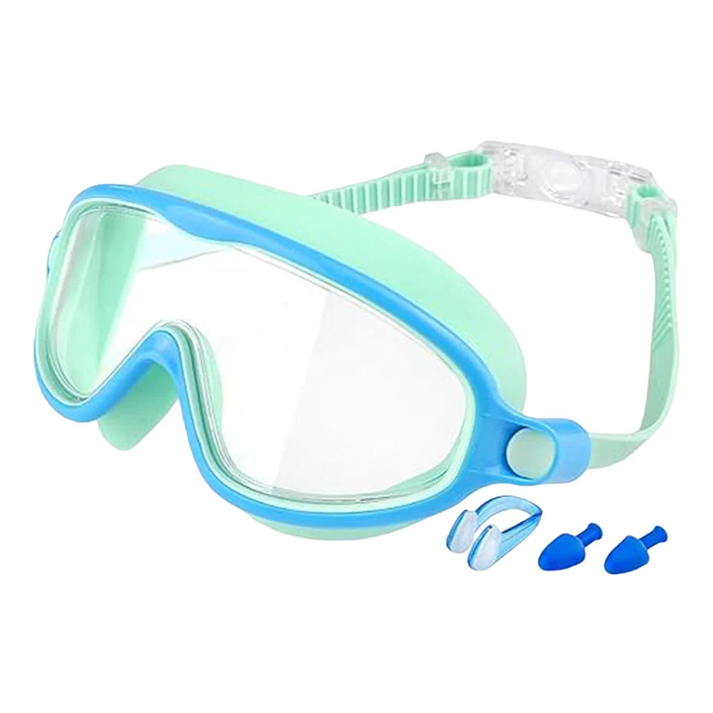 Kids Swim Goggles with Nose Clip & Earplugs, Anti-Fog UV Protection for Boys & Girls Ages 2-15