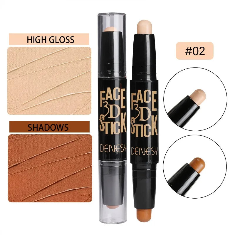 Face Freckles Double Head Concealer Pen Long Lasting White Dark Circles Corrector Contour Eye Stick Pencil