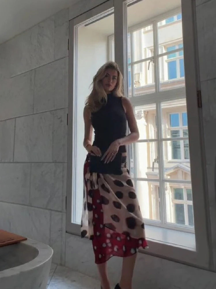 Soft Romantic Chiffon Wrap Skirt Polka Dot Print Stylish Midi Skirt Women Skirts Summer Casual Vocation Beach Streetwear