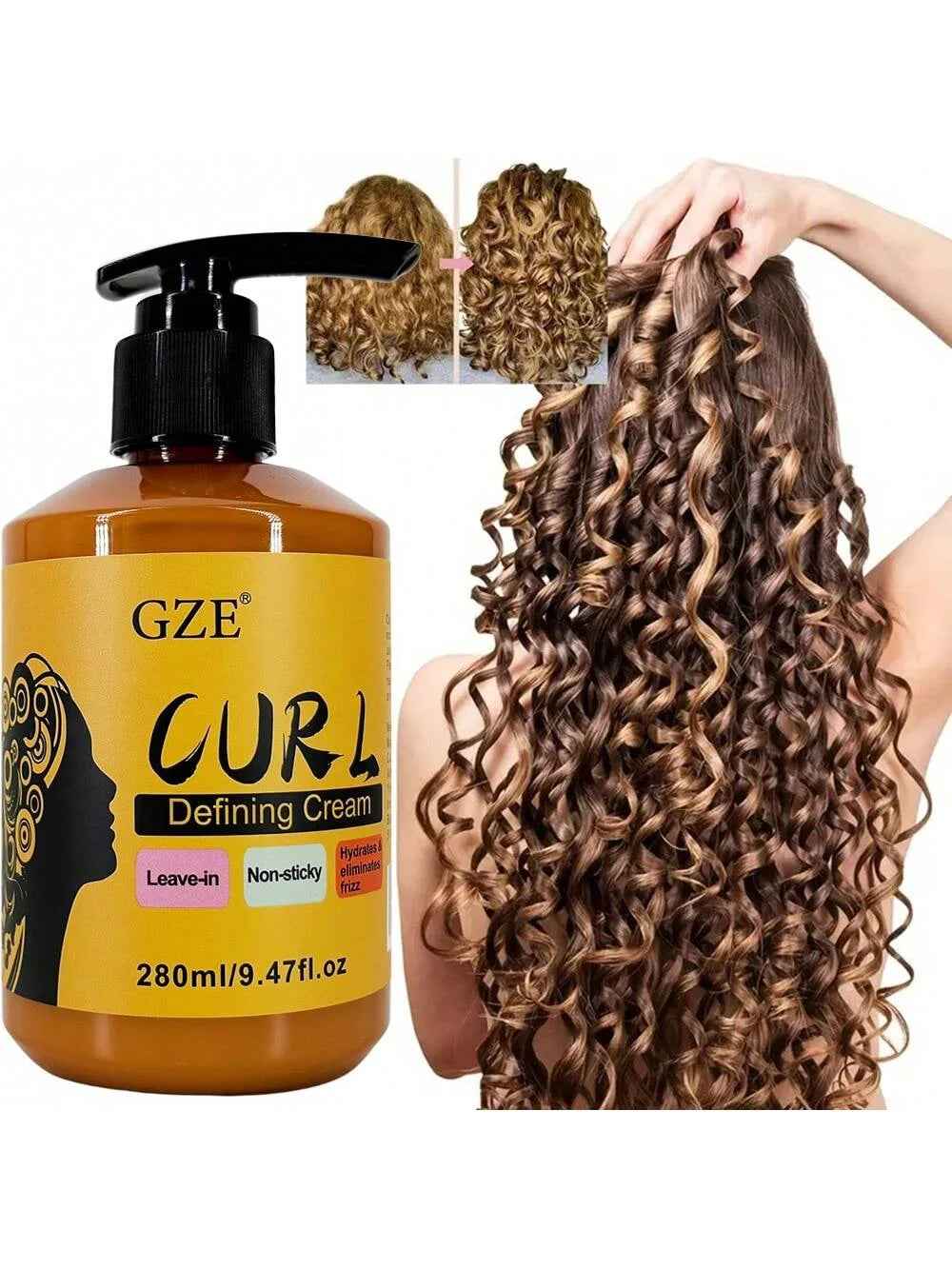 Curl Defining Cream 3 in 1 Leave-in Conditioner Non-sticky Hydrates & Eliminates Frizz Curling Cream