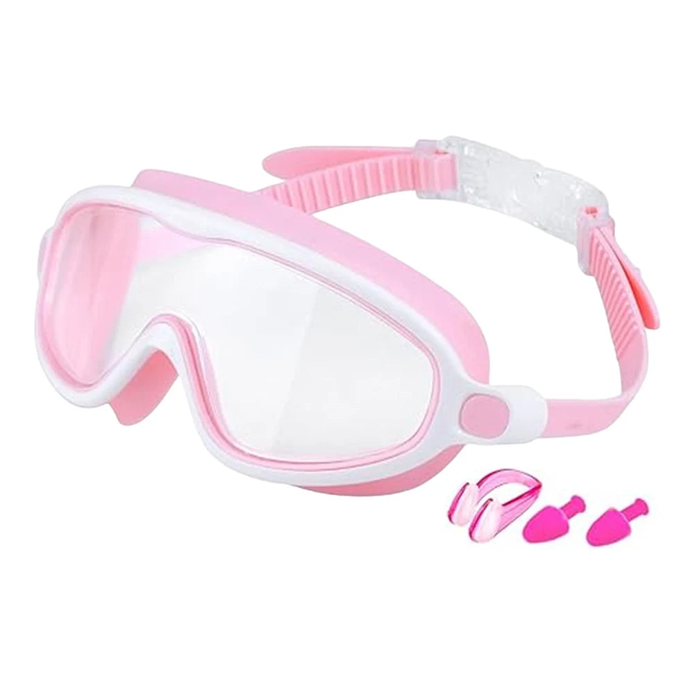Kids Swim Goggles with Nose Clip & Earplugs, Anti-Fog UV Protection for Boys & Girls Ages 2-15