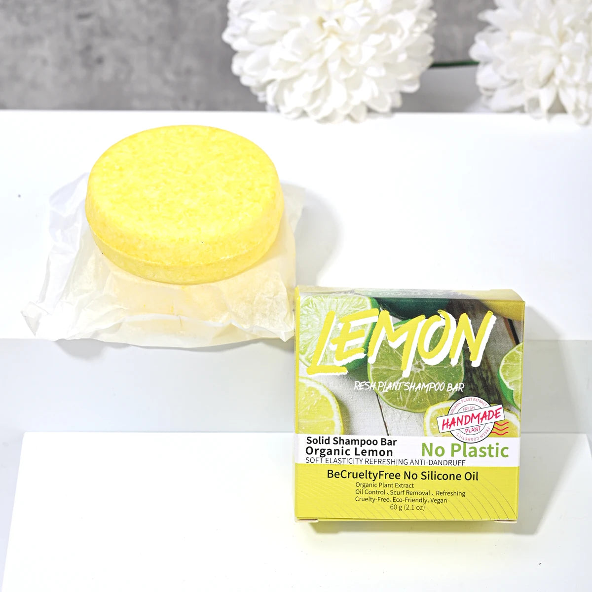 Plant Lemon Solid Shampoo Refreshing Oil Control Shampoo Bar Extraction Dandruff Shampoo Vegan Soap