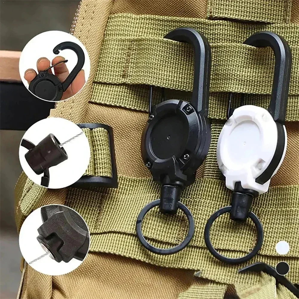 Strong Retractable Key Holder with Steel Cable, Belt Clip, and 360° Swivel