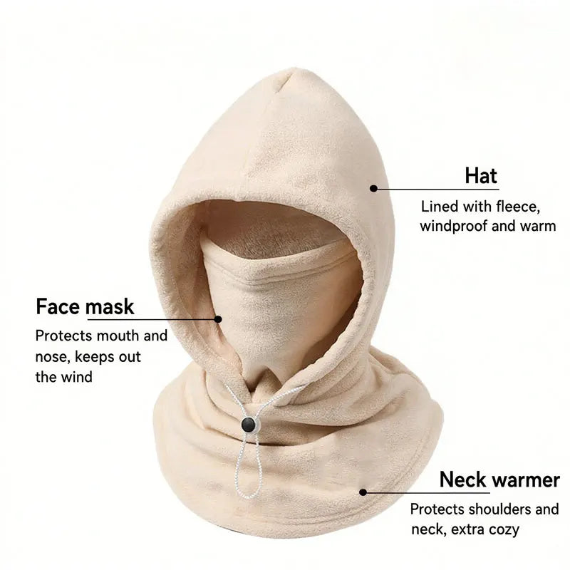 Warm Fleece Balaclava with Mask Thickened Windproof Neck Warmer Earflap Hat Unisex