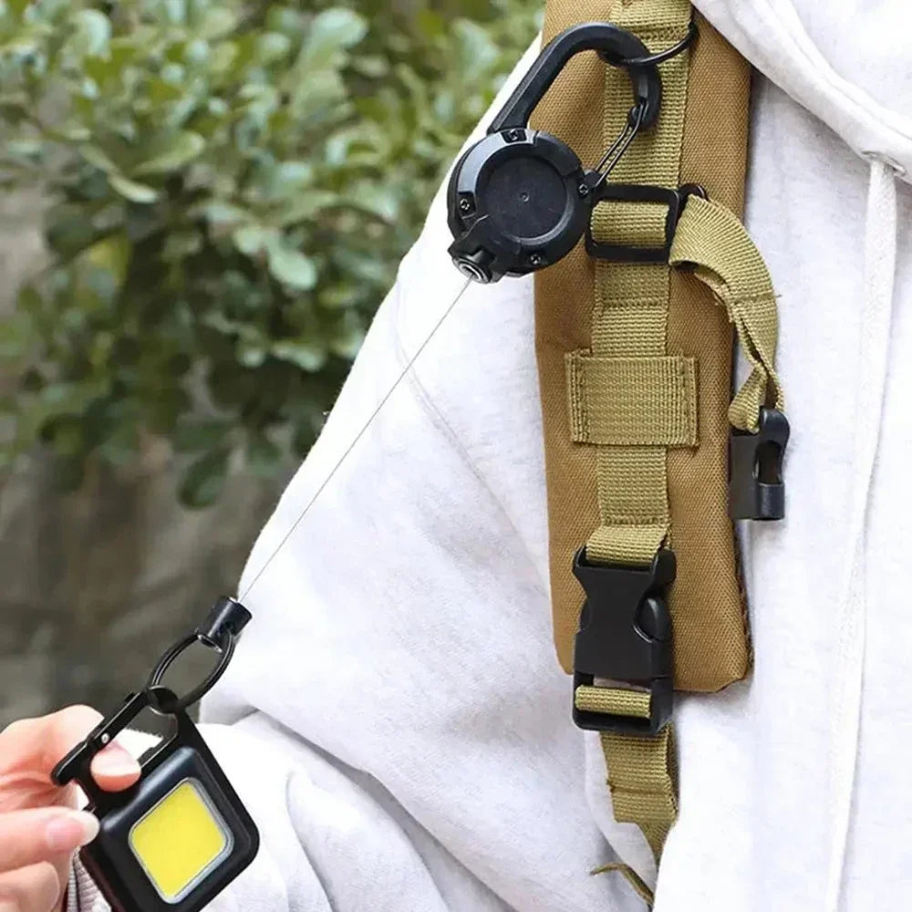 Strong Retractable Key Holder with Steel Cable, Belt Clip, and 360° Swivel