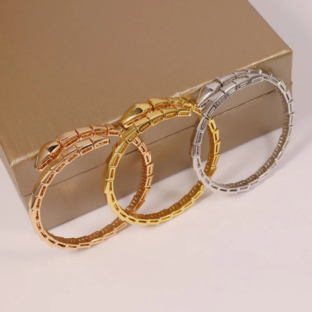 Snake-Shape Women's Bracelet  Luxury Gold