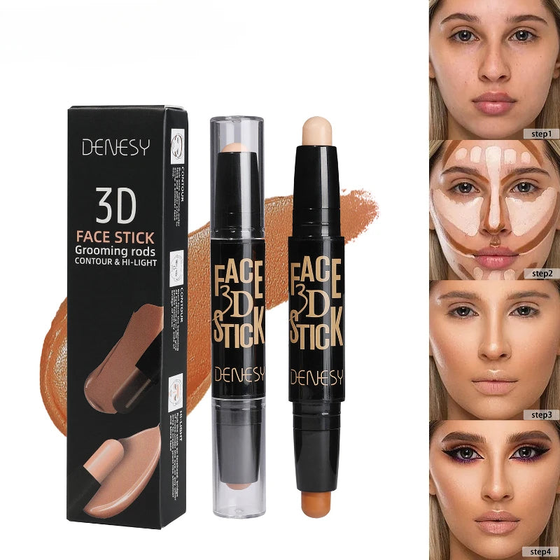 Face Freckles Double Head Concealer Pen Long Lasting White Dark Circles Corrector Contour Eye Stick Pencil